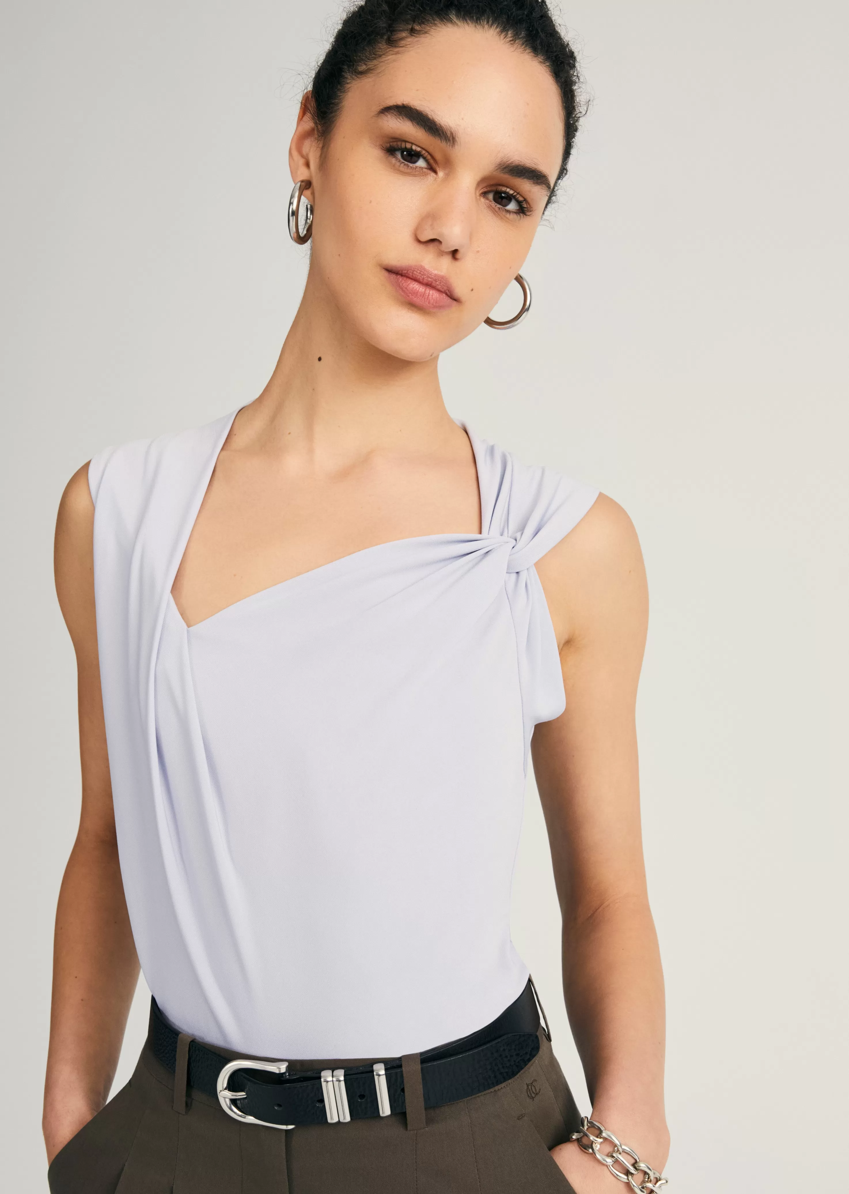 Derek Lam Alya Sleeveless Draped Top Periwinkle Outlet