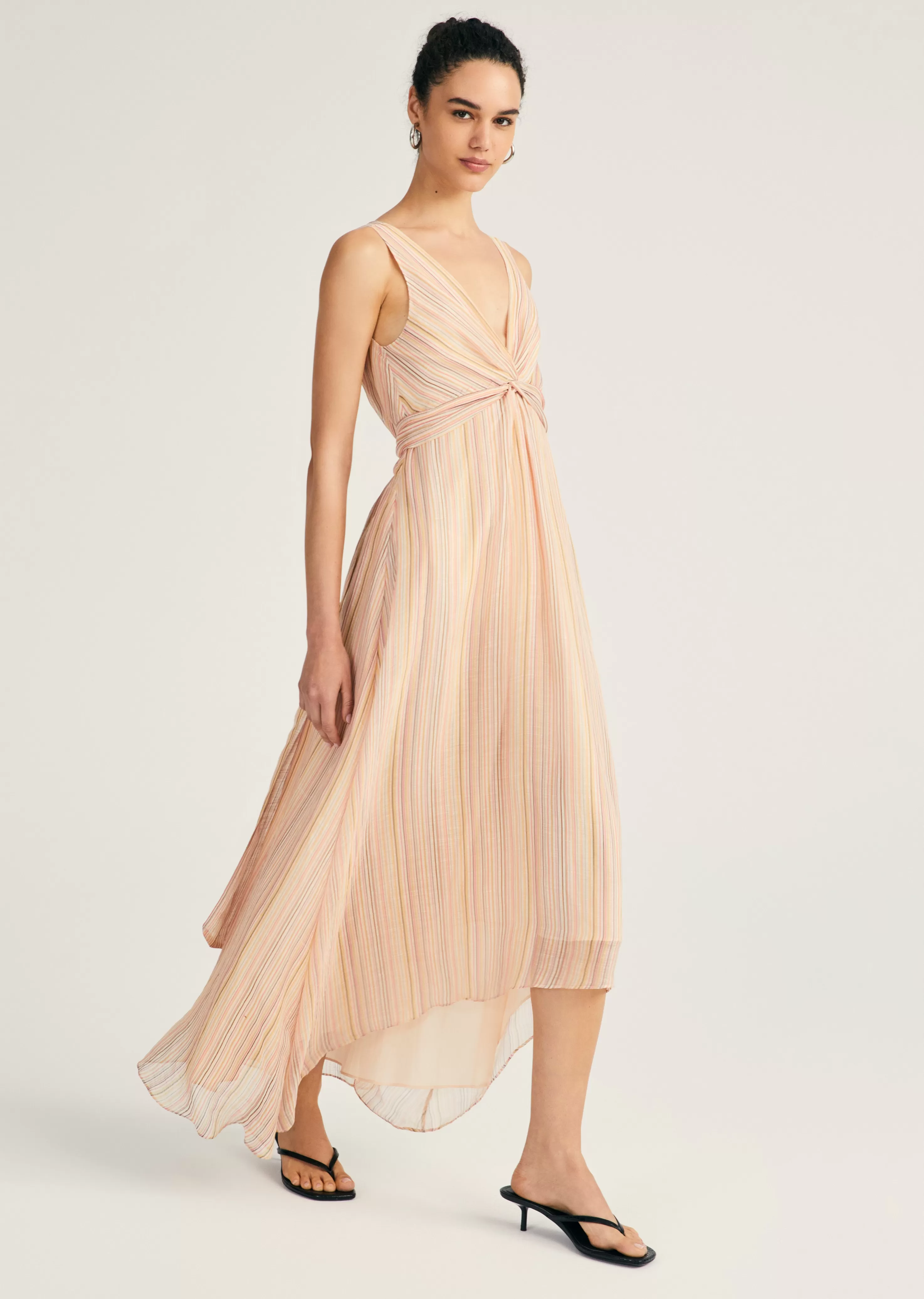 Derek Lam Anna V-Neck Midi Dress Peachmulti Shop