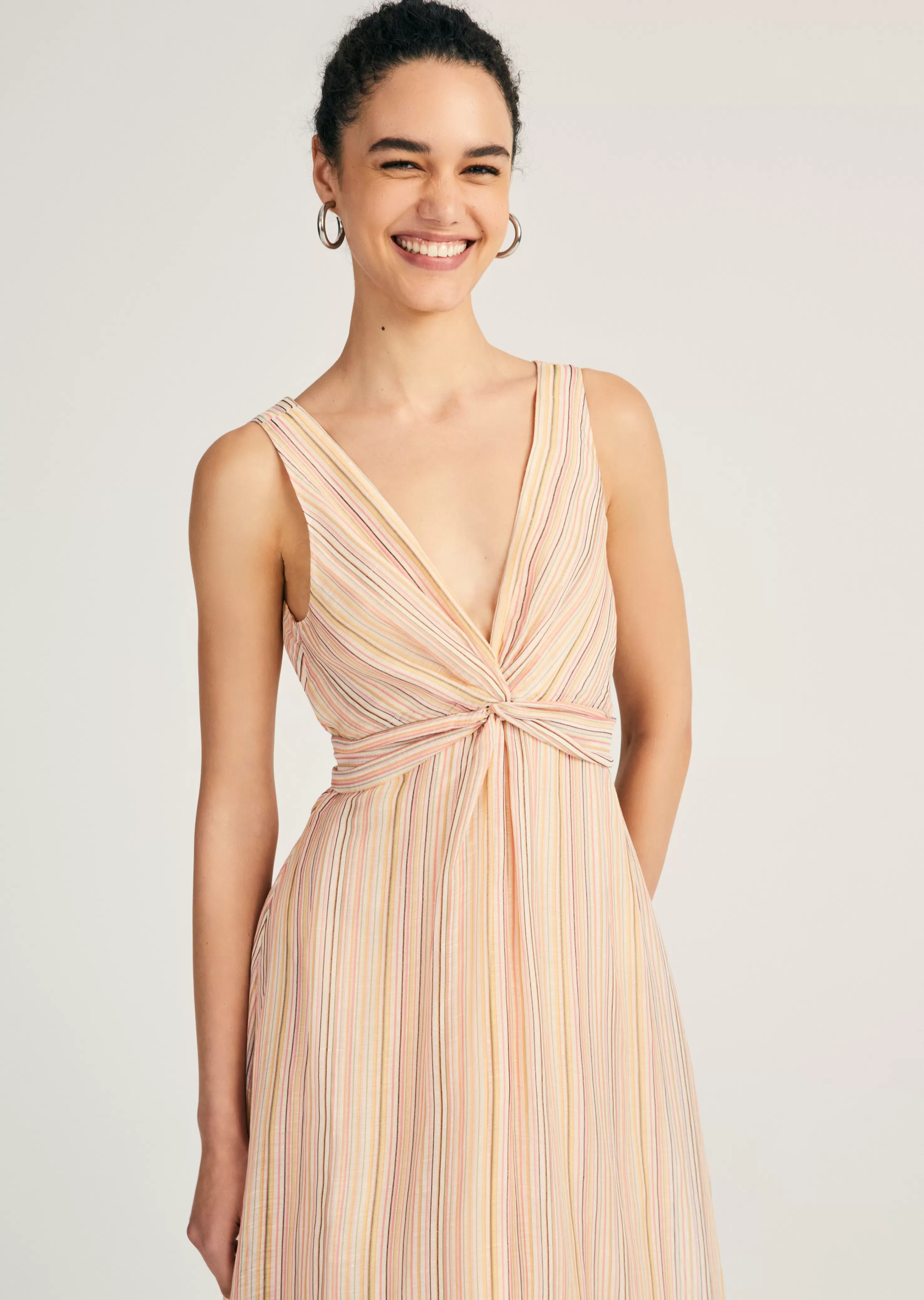 Derek Lam Anna V-Neck Midi Dress Peachmulti Shop