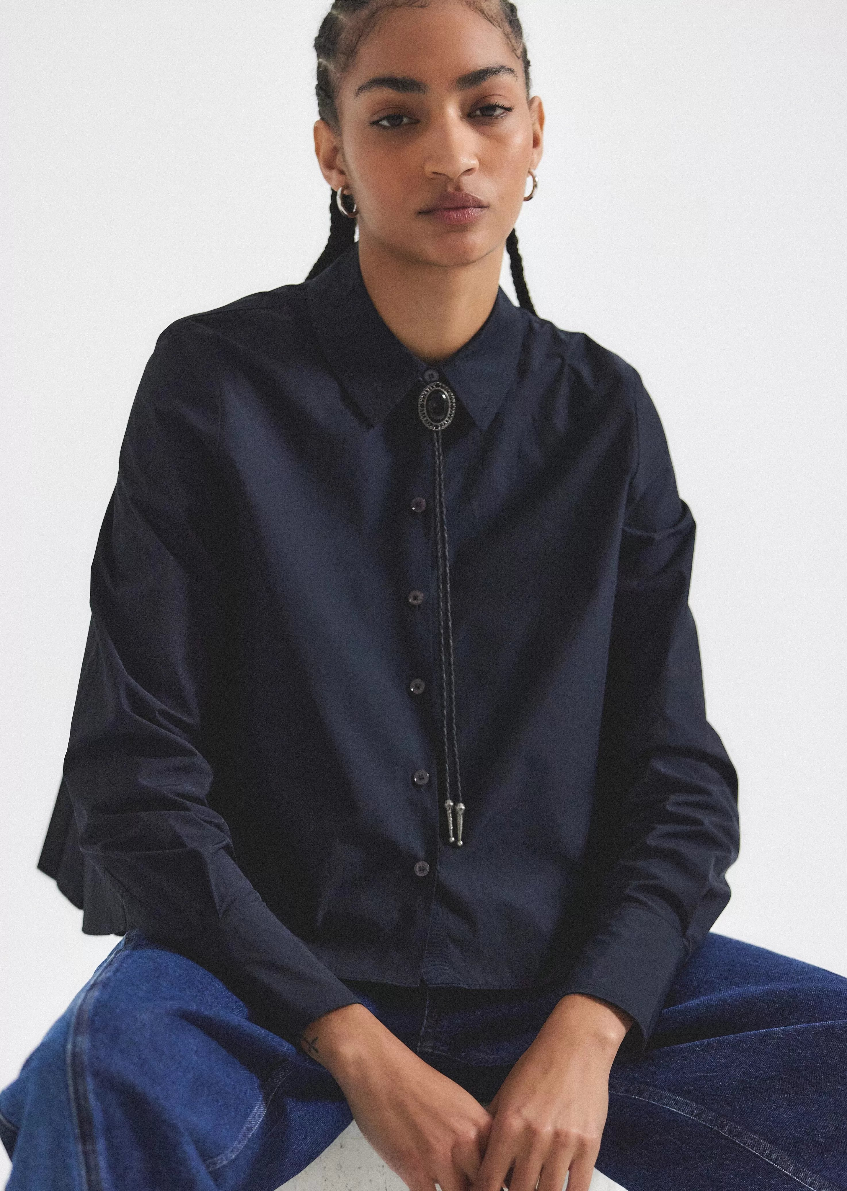 Derek Lam Aria Shirt Midnight New