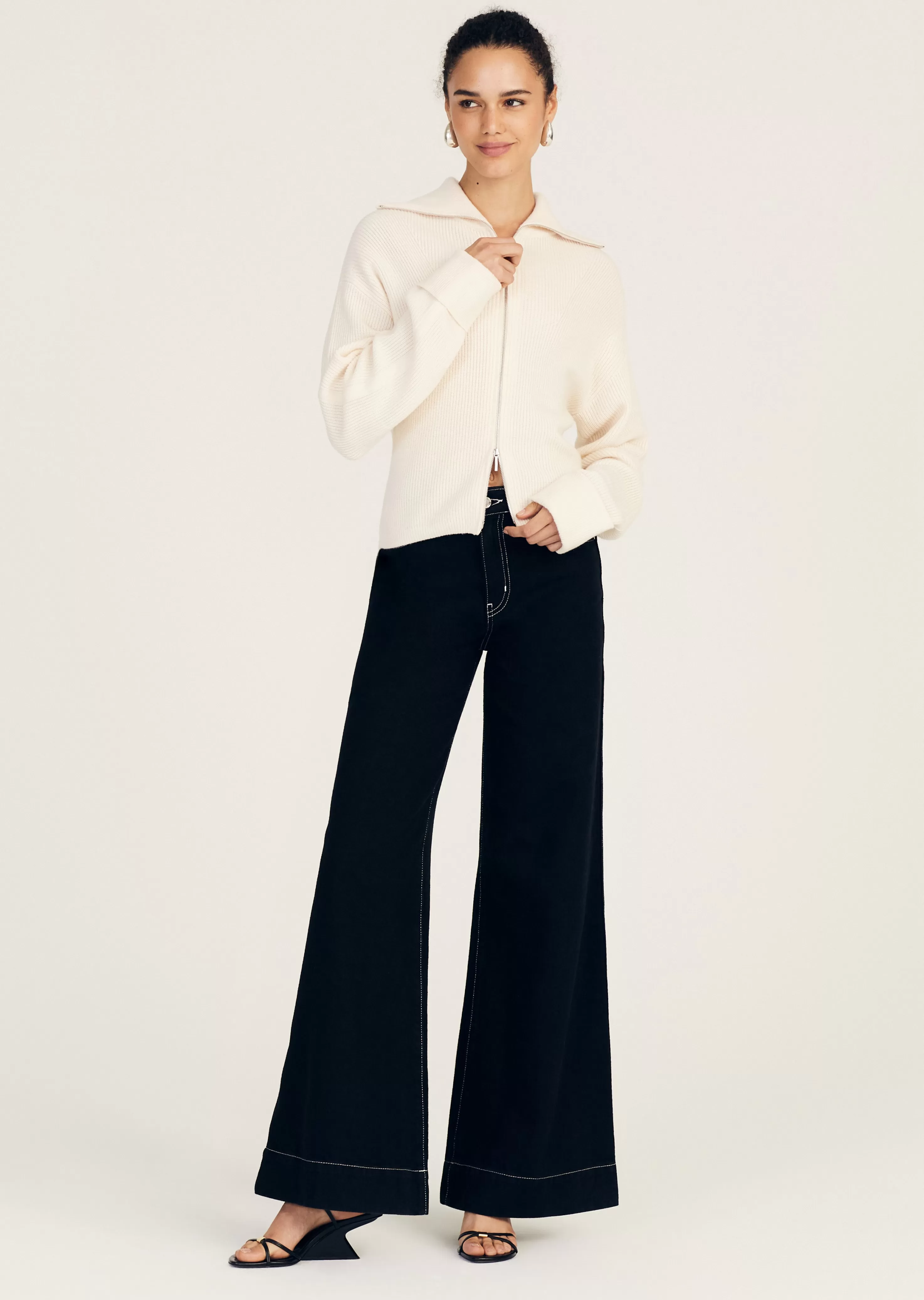 Derek Lam Armanda Zip Front Sweater Blancdeblanc Hot