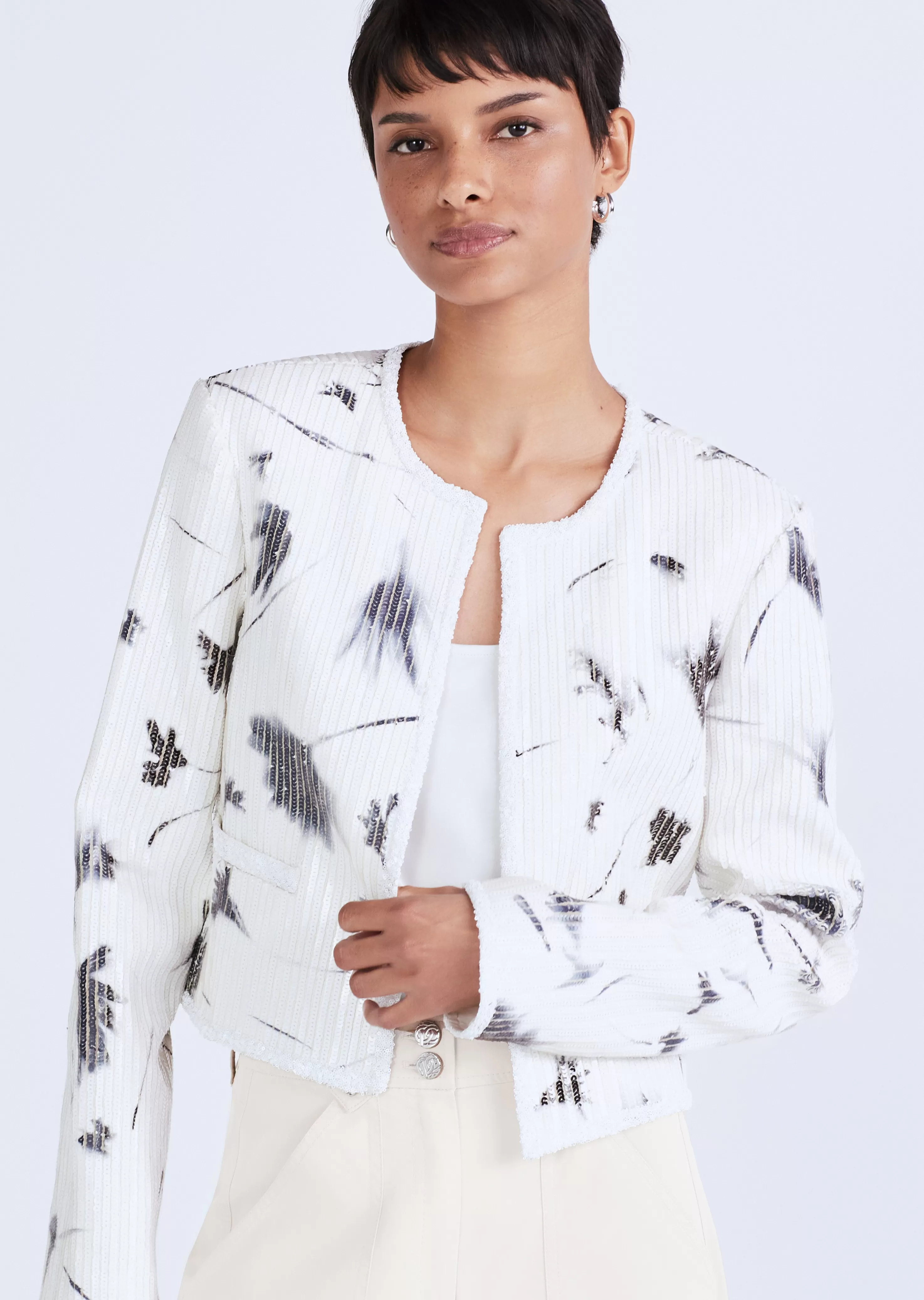 Derek Lam Cameron Sequin Jacket Whiteblackmulti Best Sale