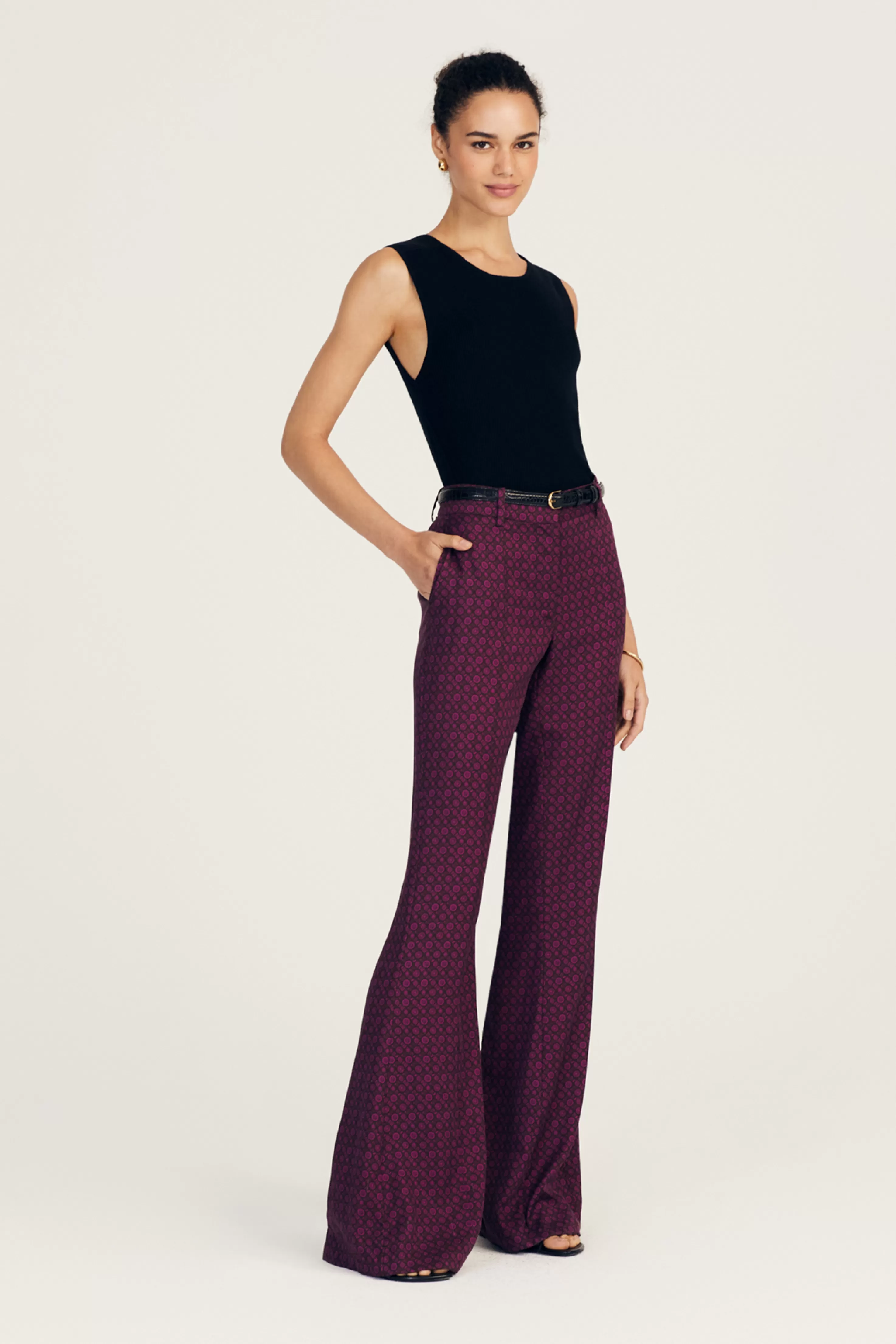 Derek Lam Cami High Rise Flare Pant Bordelaisemulti Outlet