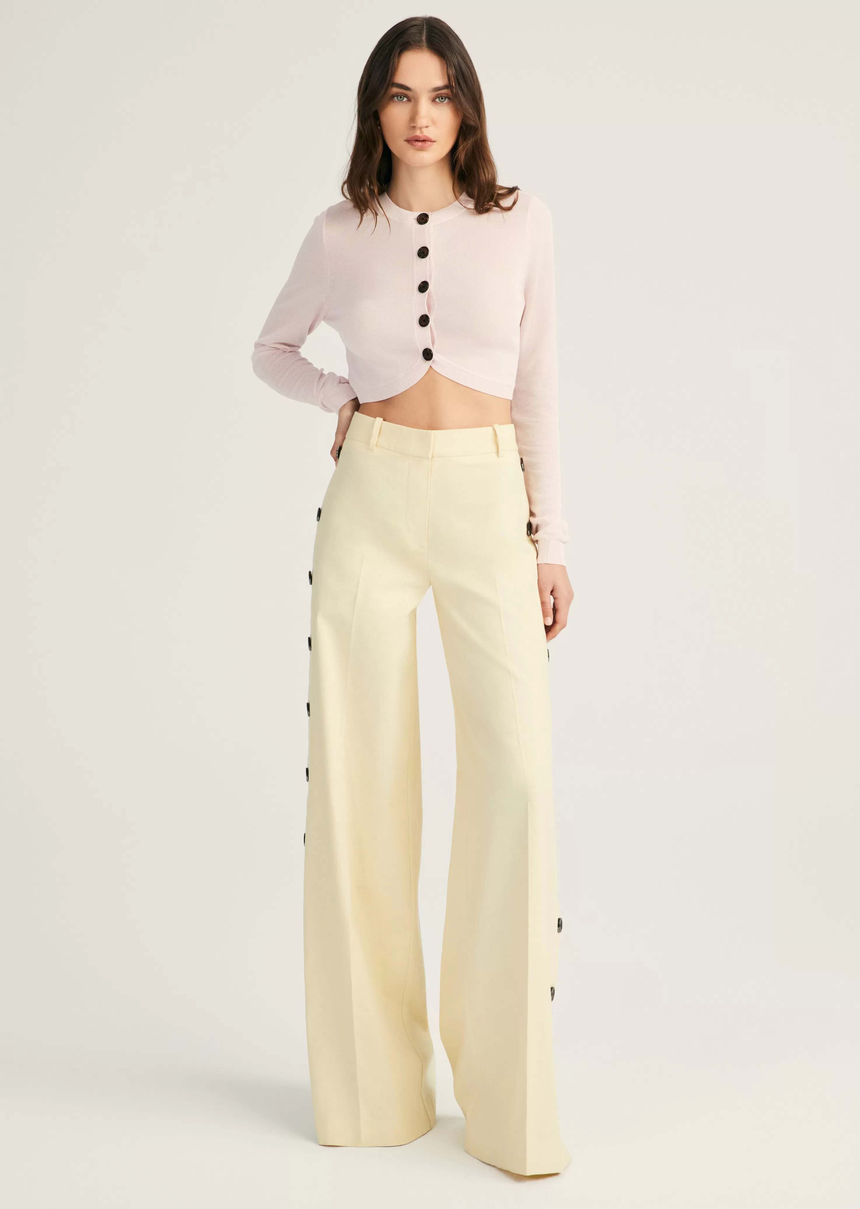 Derek Lam Carter Wide Leg Button Detail Trouser Sorbet Store