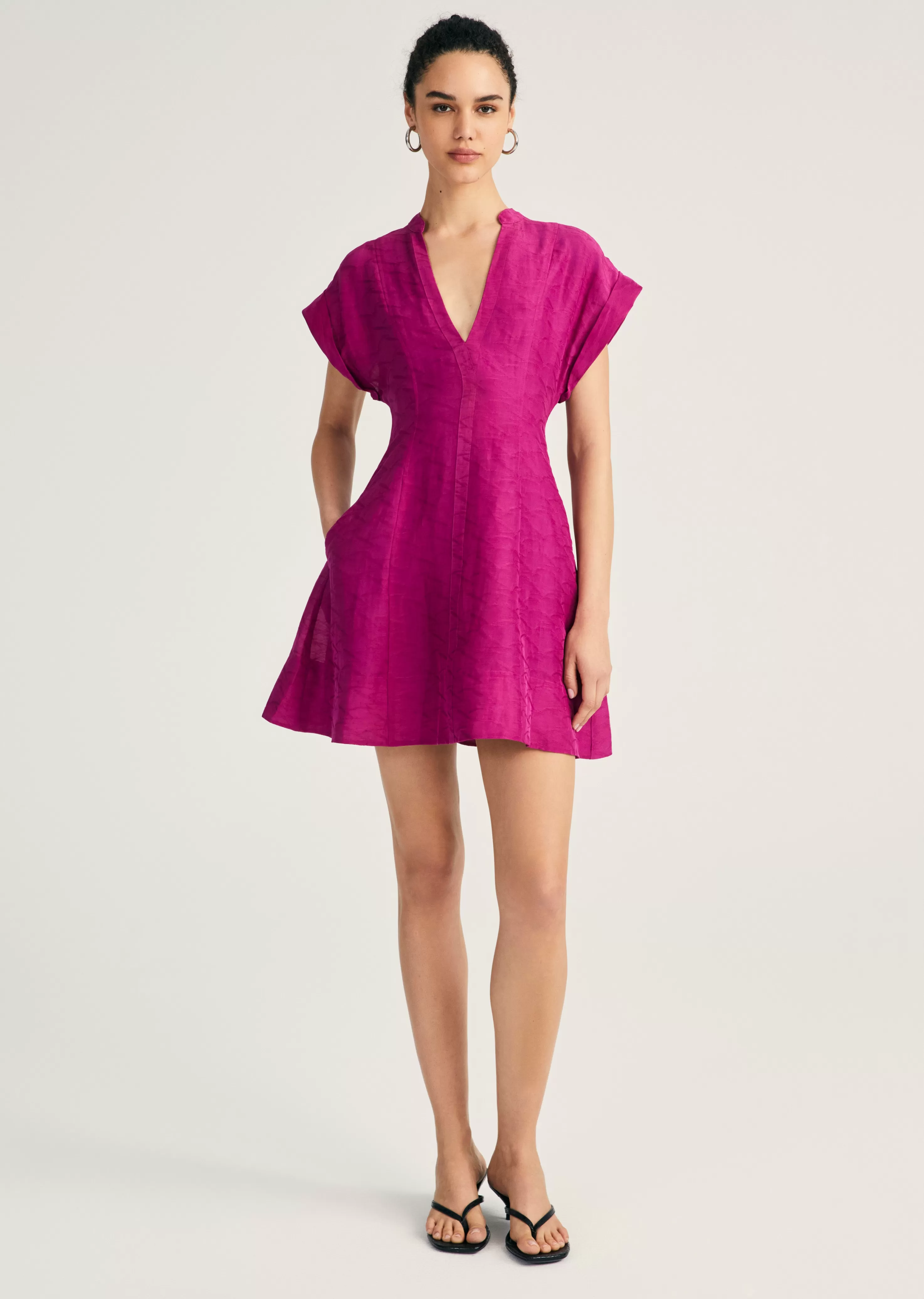 Derek Lam Christina Short Sleeve Mini Dress Hibiscus Store