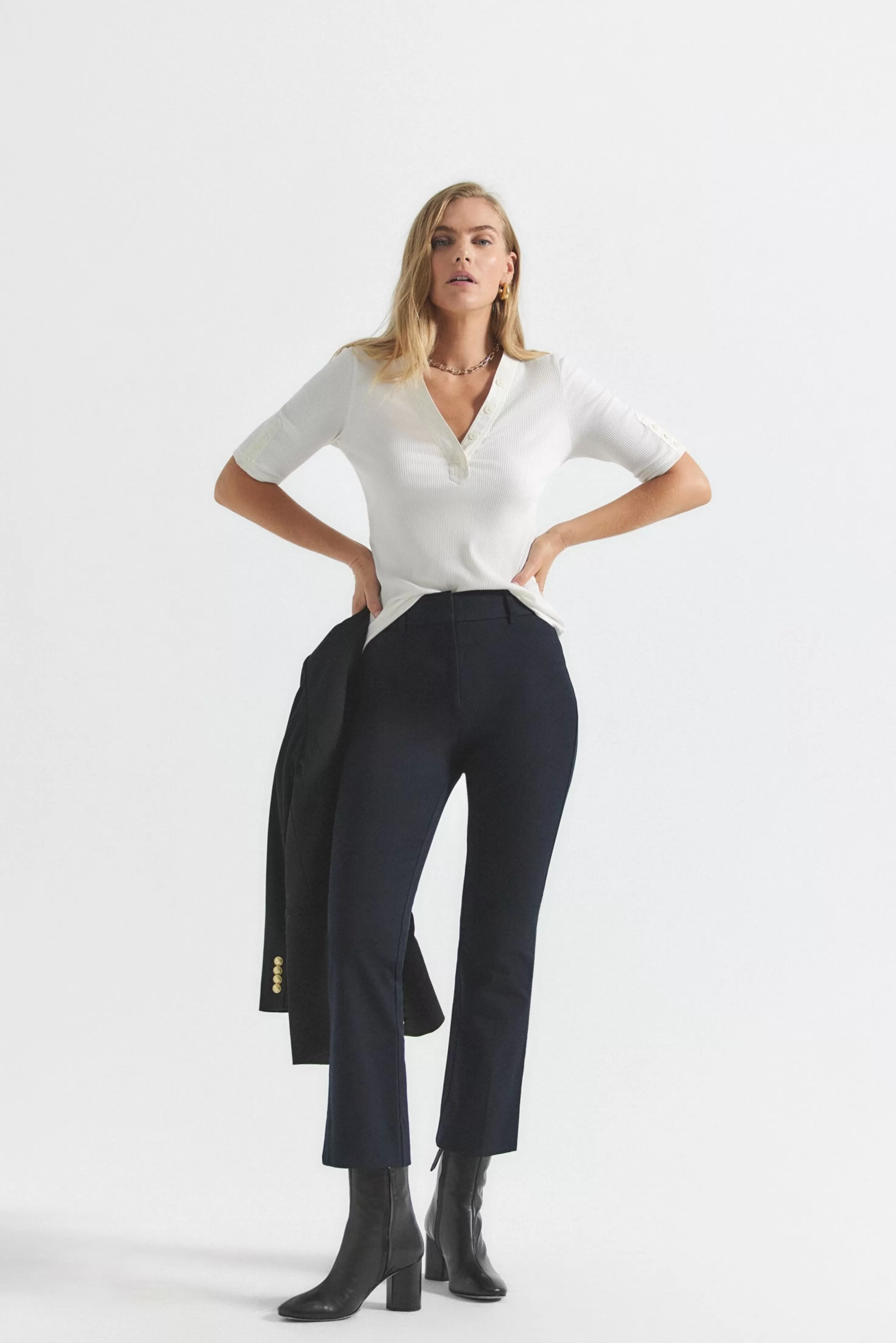 Derek Lam Crosby Crop Flare Trouser Midnight Flash Sale