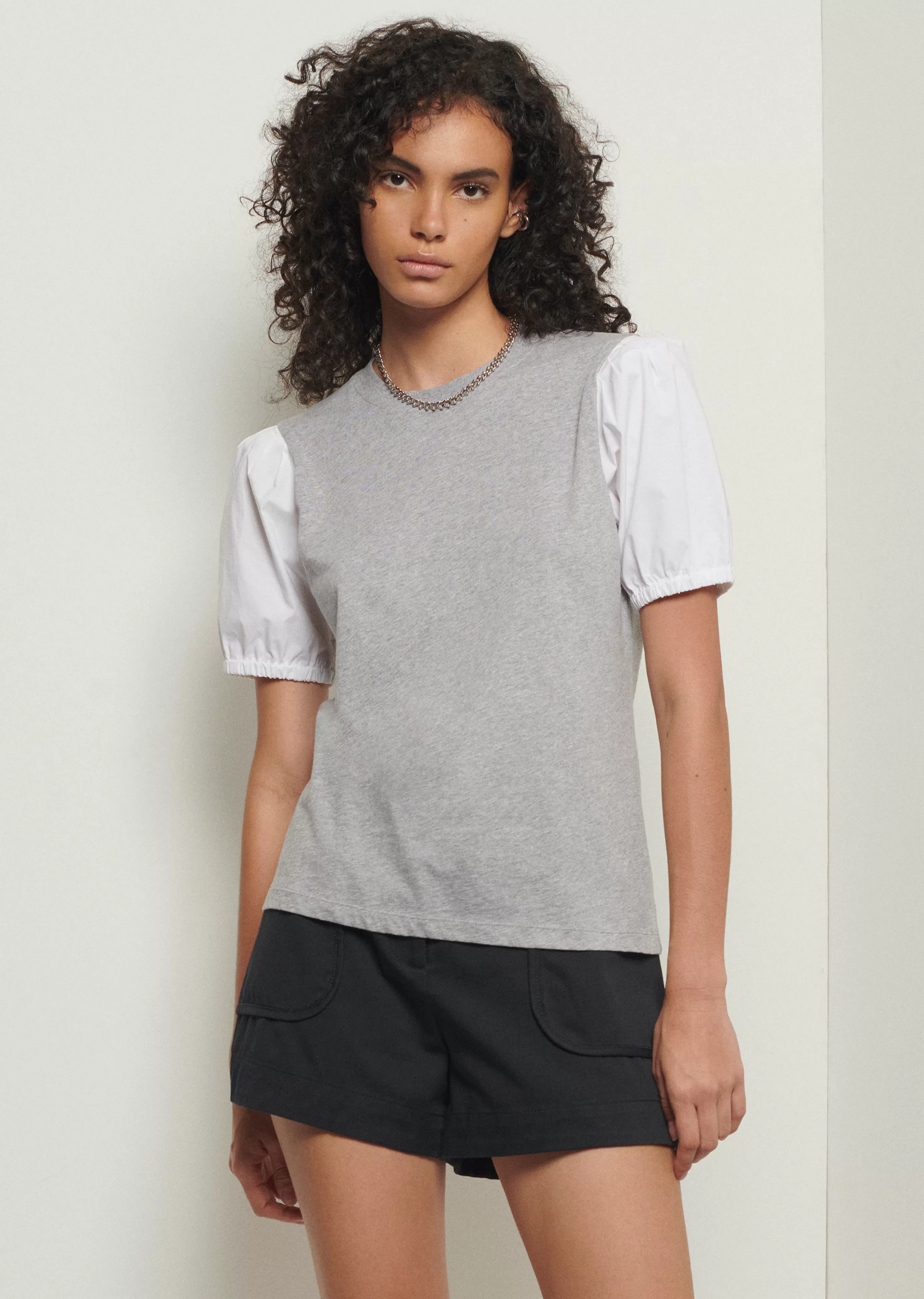 Derek Lam Eva Puff Sleeve T-Shirt Greymelange Shop