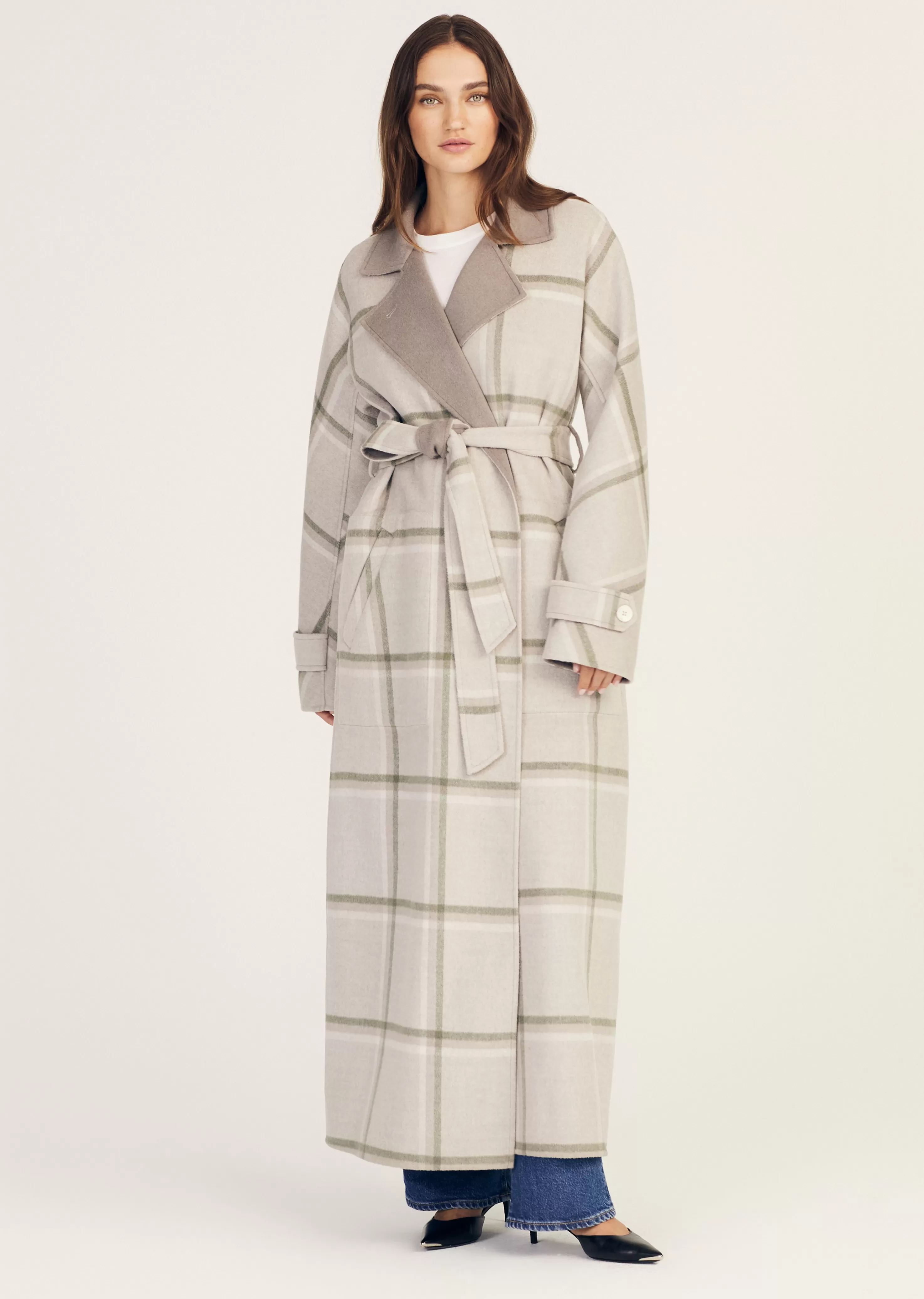 Derek Lam Leone Reversible Double Face Wool Coat Grey-sage Flash Sale