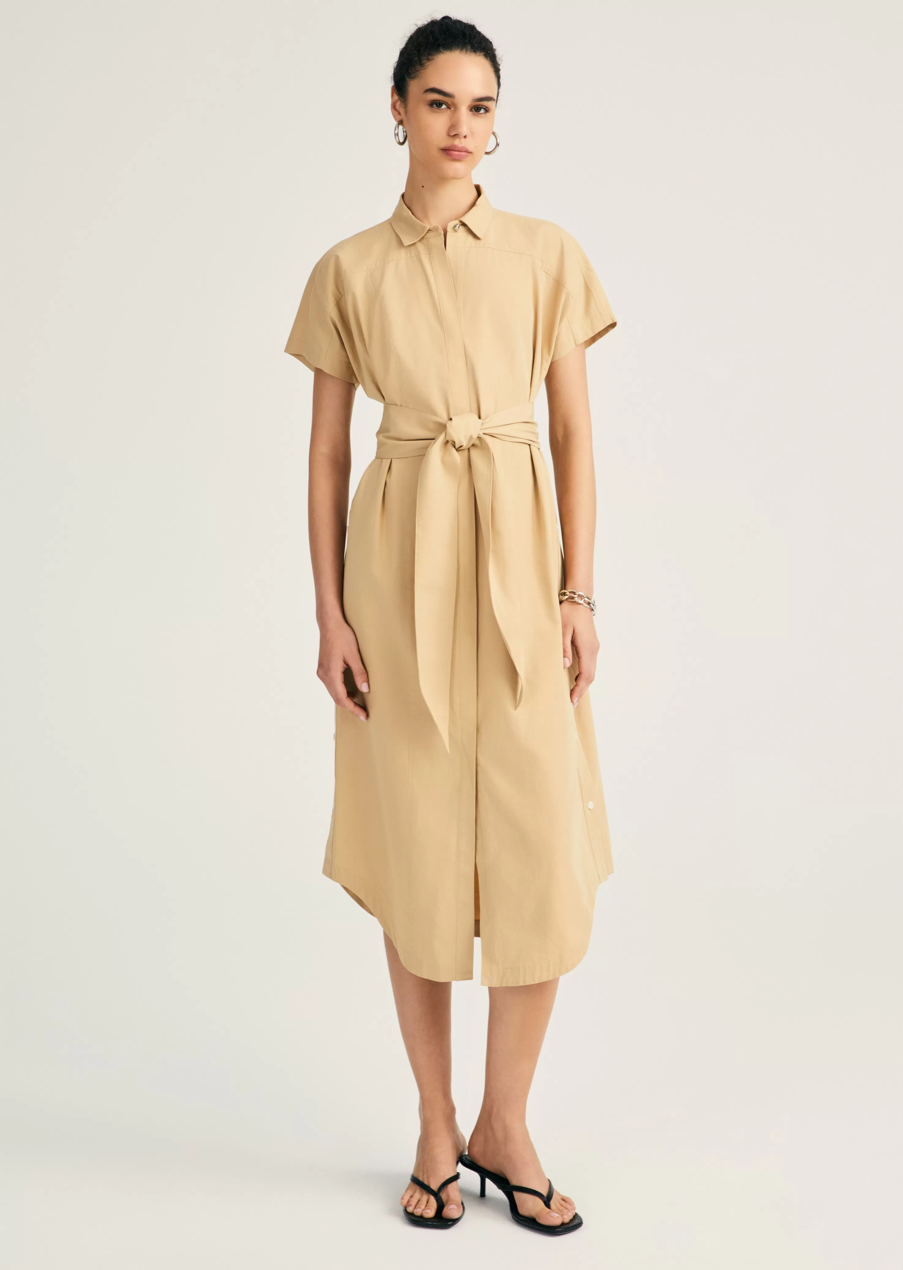 Derek Lam Mikala Short Sleeve Belted Shirt Dress Toffee Shop