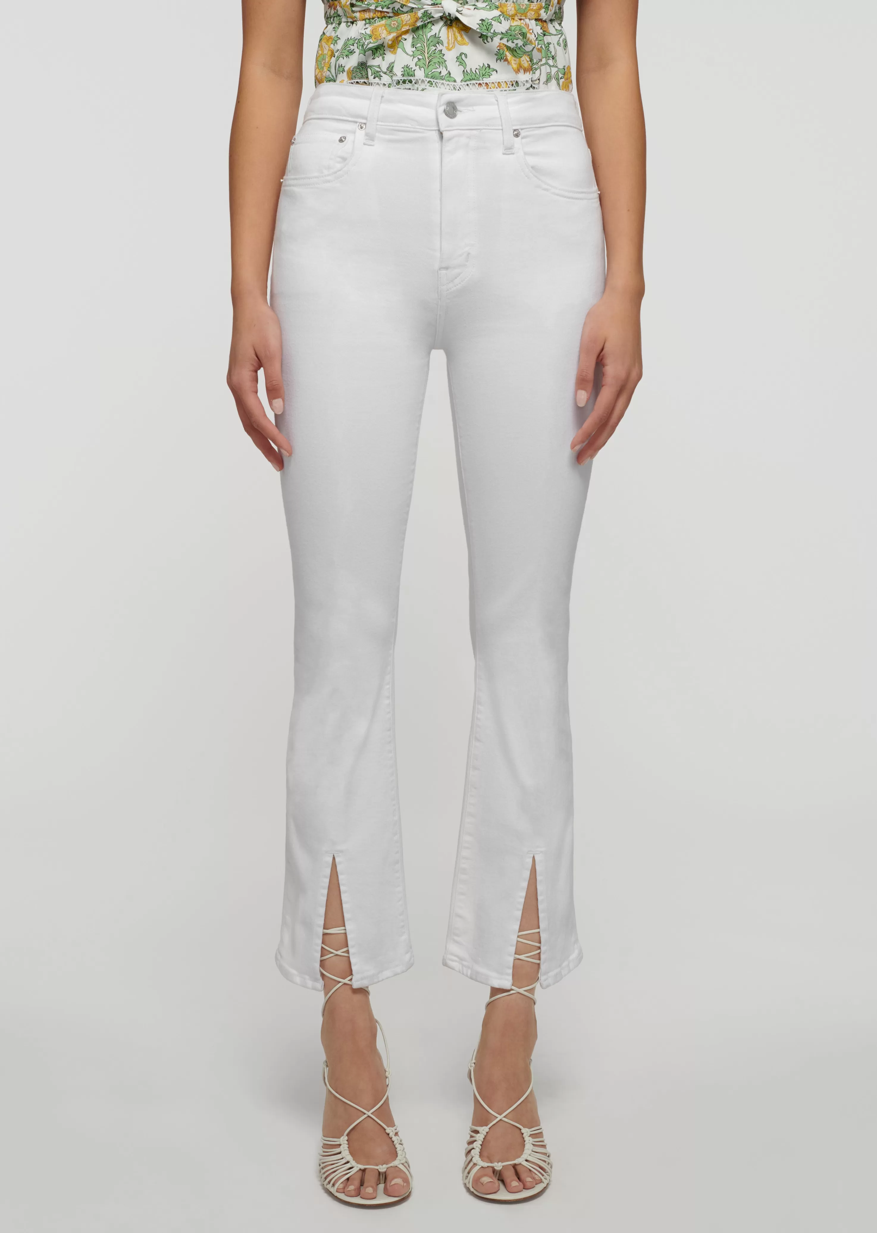 Derek Lam Mira Front Slit Crop Flare Jeans White Online