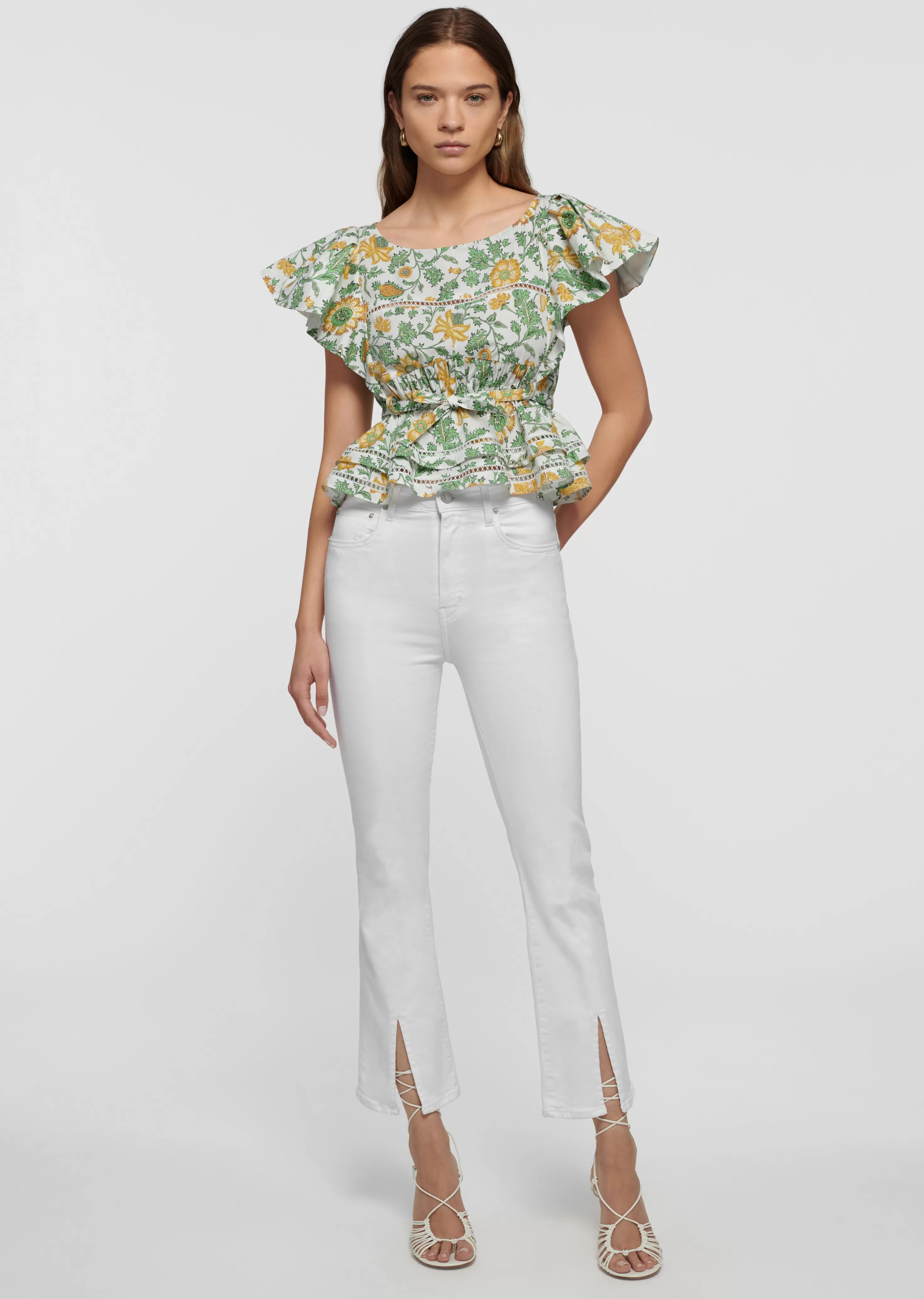 Derek Lam Mira Front Slit Crop Flare Jeans White Online