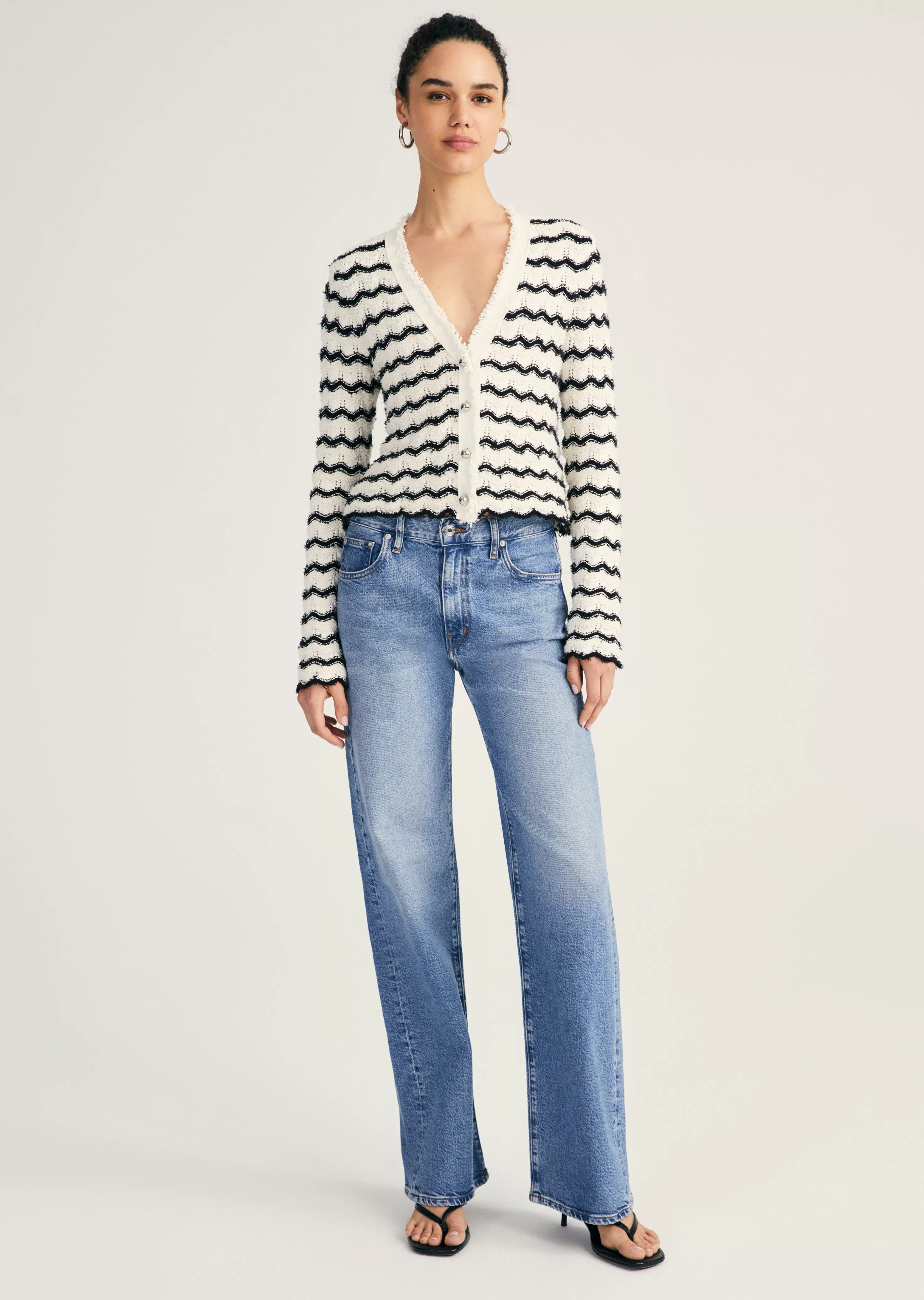 Derek Lam Noé Scalloped Cardigan Cobaltmulti Best Sale