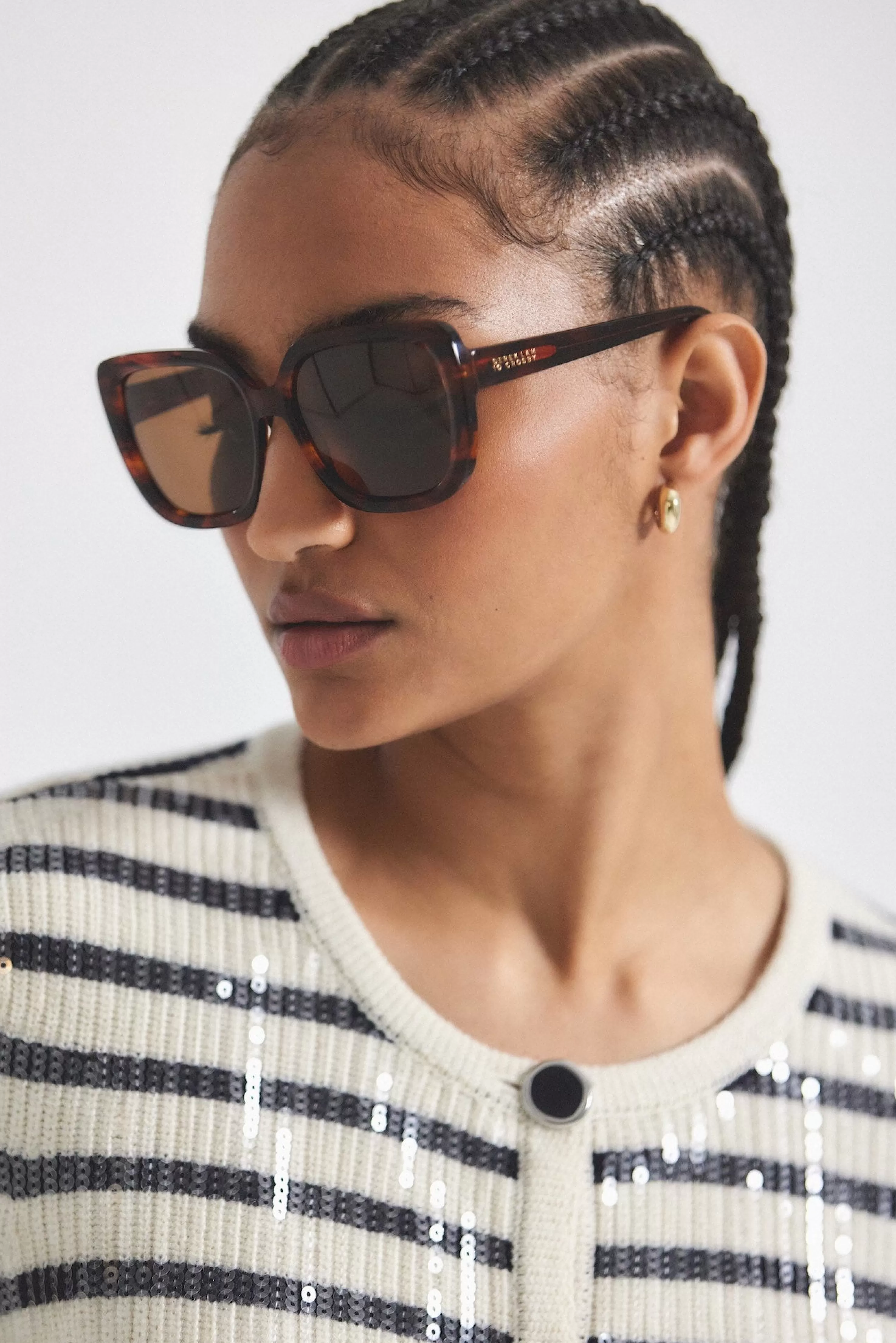 Derek Lam River Square Oversized Sunglasses Tigerstripe Discount