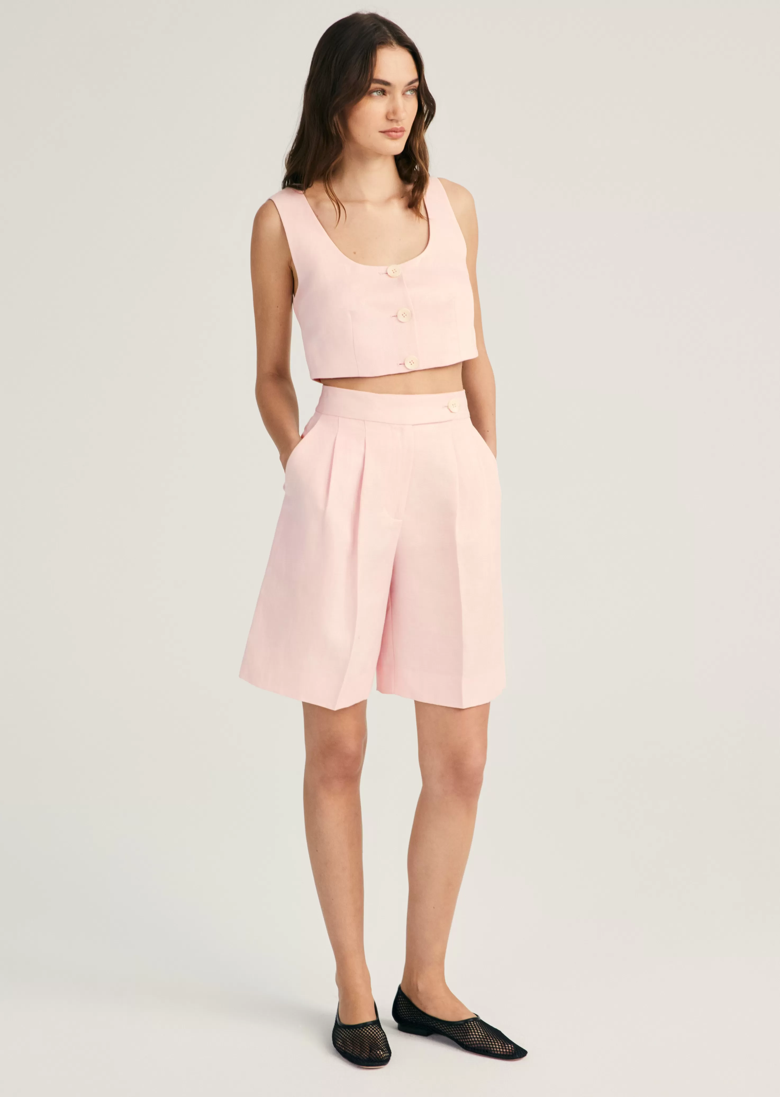 Derek Lam Terri Wide Leg Shorts Primrosepink New